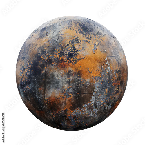 A blue and orange planet with a rocky surface