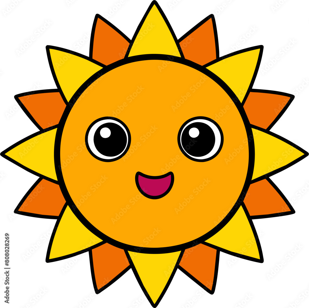 Cute Kawaii Happy Sun Icon