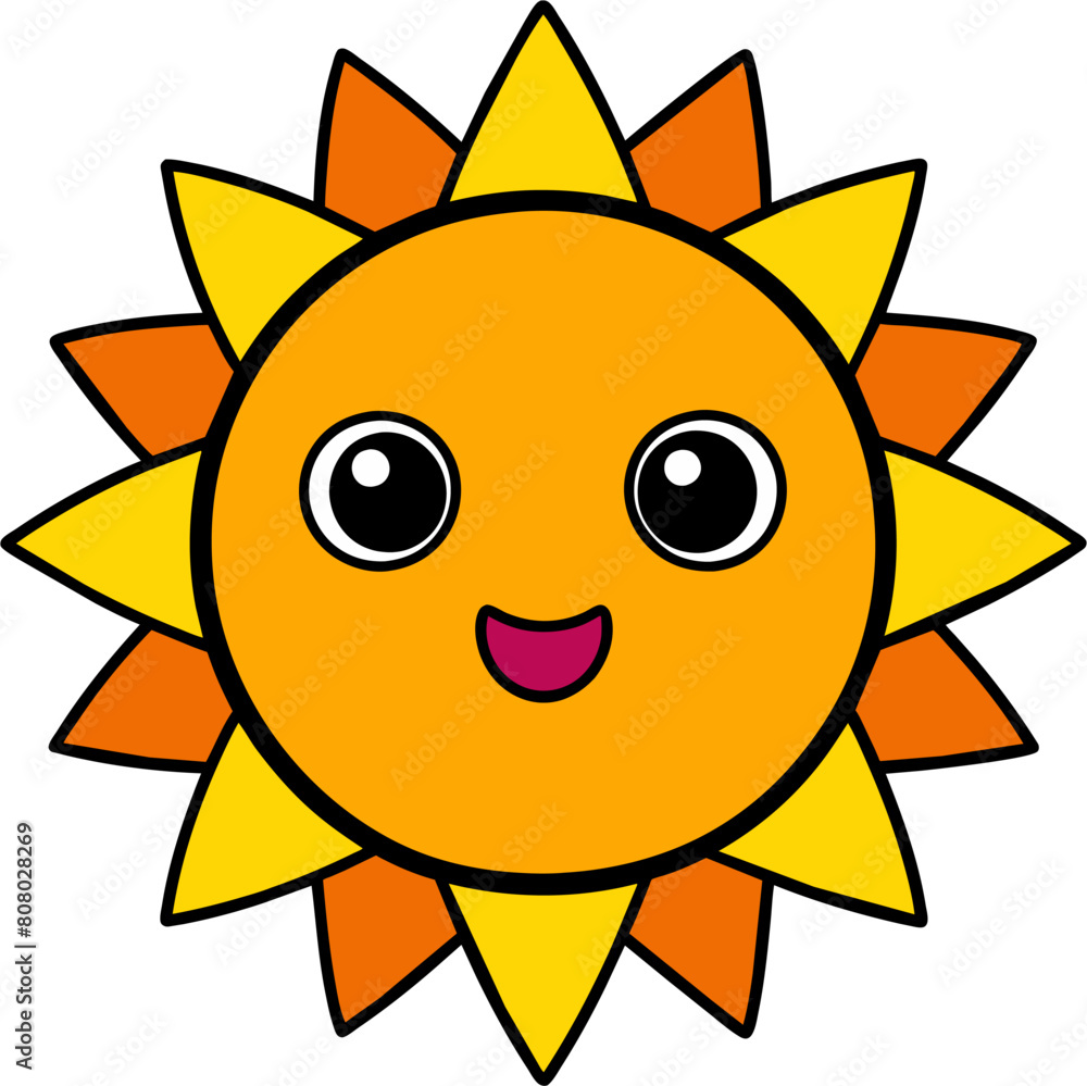 Cute Kawaii Happy Sun Icon Cute Kawaii Happy Sun Icon
