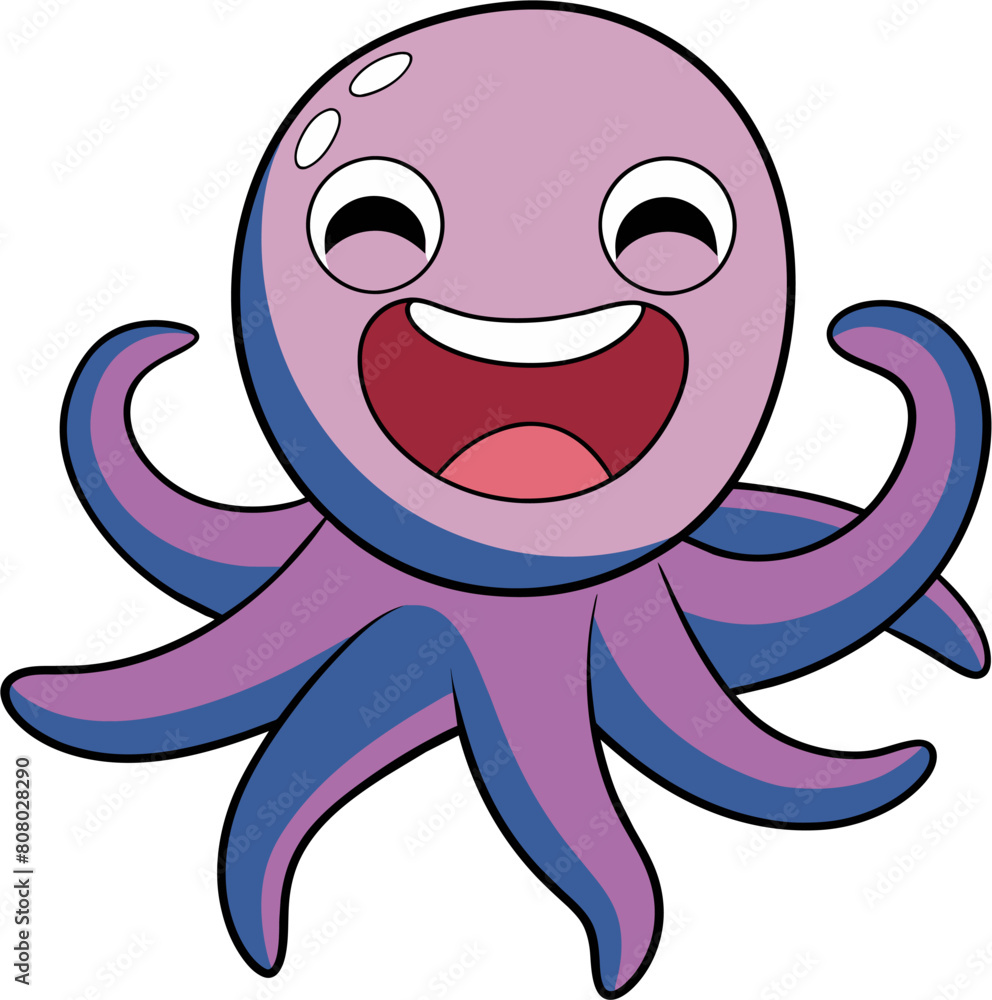 Cute Kawaii Laughing Octopus Icon Cute Kawaii Laughing Octopus Icon