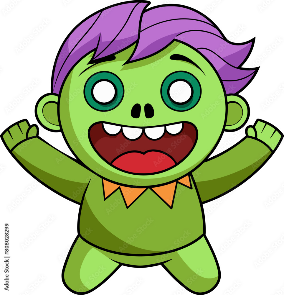 Obraz premium Cute Kawaii Joyful Zombie Icon