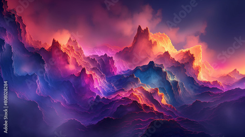 3D abstract vibrant colors and geometric shapes background