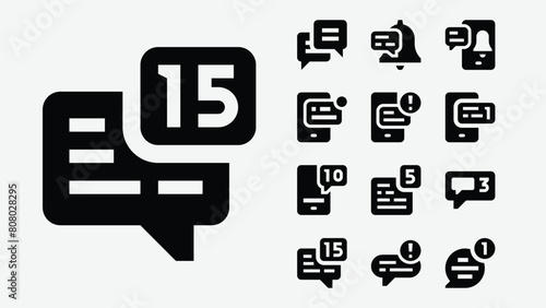 Text Messages Solid Icons (ID: 808028295)