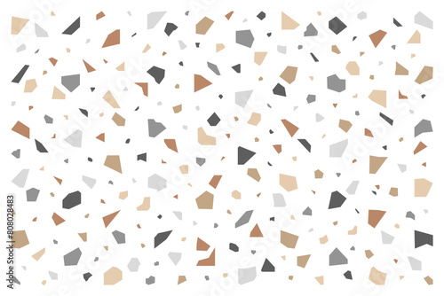 Background of abstract geometric shapes mosaic, terrazzo. Vector illustration for cover, banner, poster, card, web and packaging.