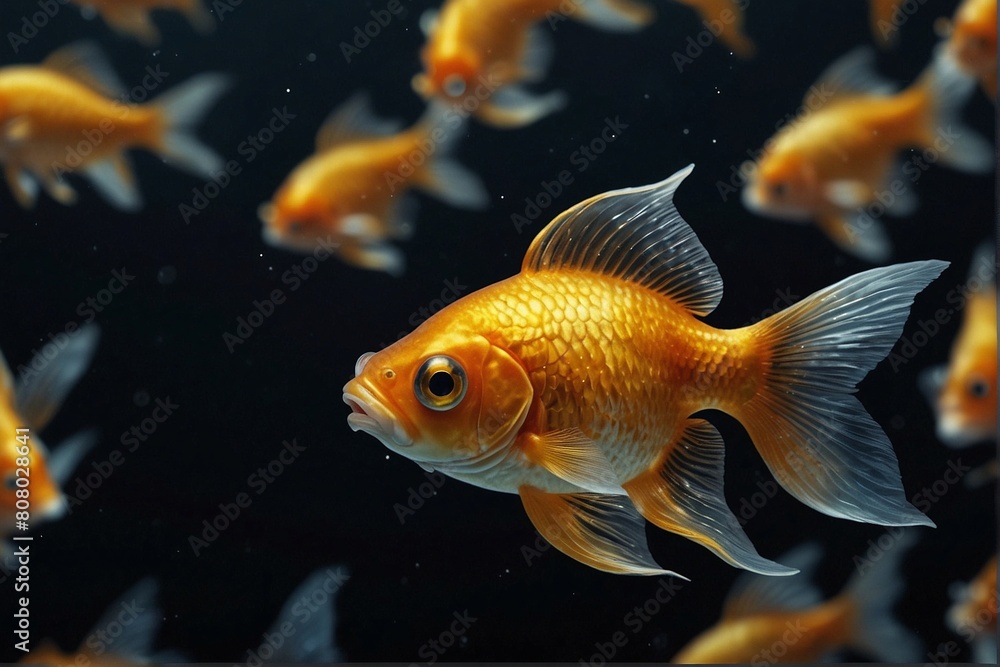 Goldfish with Long Transparent Gold Tail and Fins Goldfish with Long Transparent Gold Tail and Fins