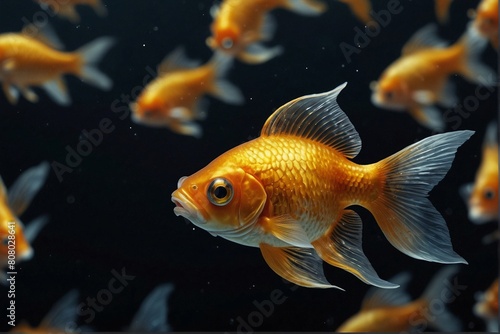 Goldfish with Long Transparent Gold Tail and Fins