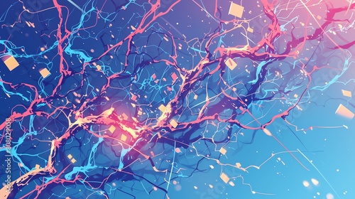 A network of neural pathways branching outwards in a complex web of connections, amazing background photo