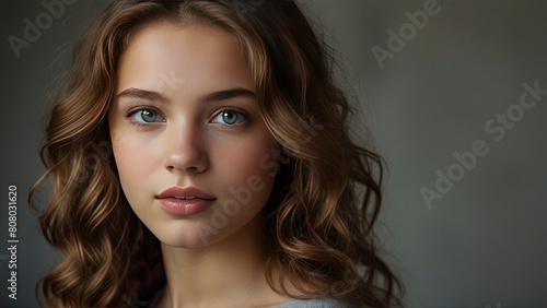 Timeless Beauty: Portrait of a Stunning 19-Year-Old Woman with Captivating Features.