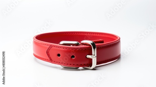 Red leather collar isolated on white background
