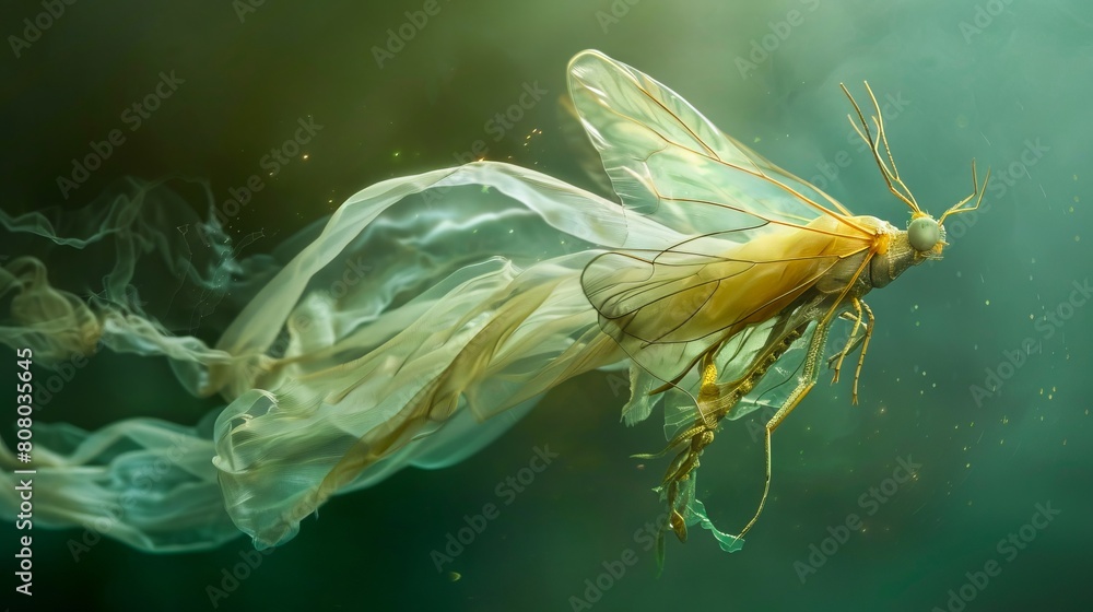 A butterfly is flying through the air with smoke. A butterfly is flying through the air with smoke.