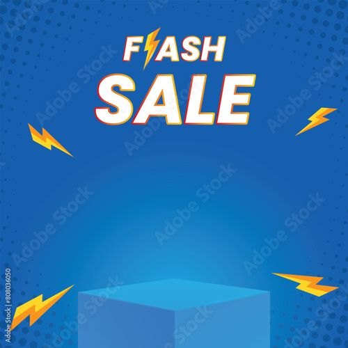 Flash sale with gradient background, Flash sale post template. Flash sale mnemonic. Flash sale creative vector promotion banner with blue background. © belal