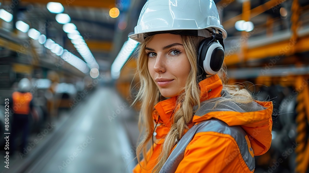 Confident Female Engineer at Industrial Plant Confident Female Engineer at Industrial Plant
