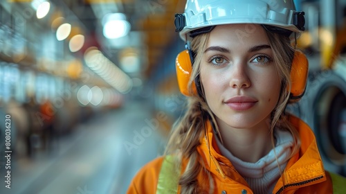 Confident Young Female Engineer at Industrial Facility