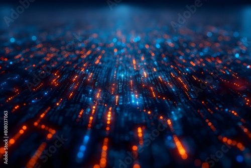 Dynamic Light Patterns on a Digital Data Grid Illustration © slonme
