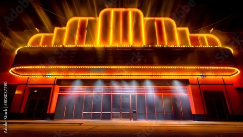 Modern take on classic movie theater marquee combining old and new cinema. Concept Movie Marquee Update, Classic vs Modern Cinema, Retro Reimagined