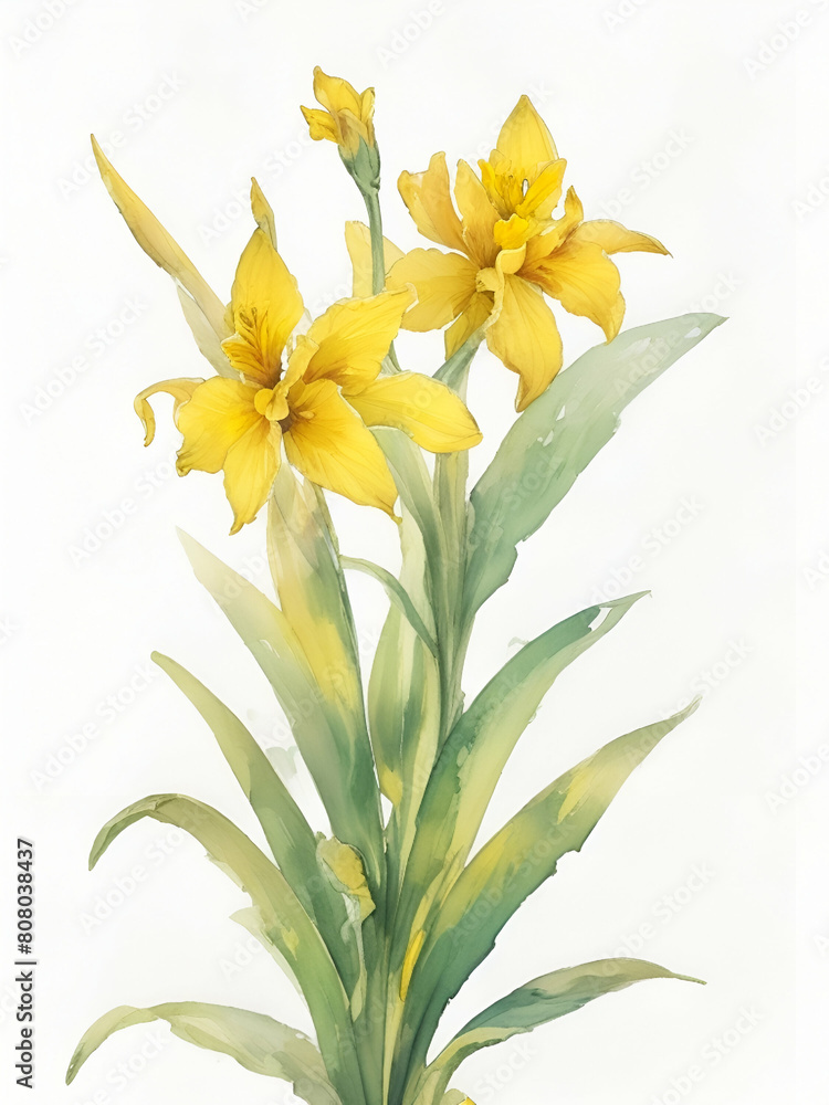 Canna flowers watercolor on white background , father day flower Canna flowers watercolor on white background , father day flower