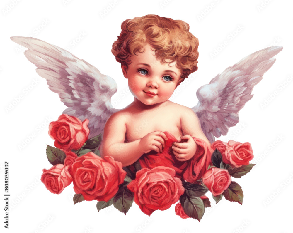 Fototapeta premium PNG Portrait flower angel cupid.