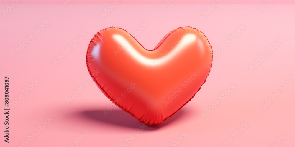 Solitary Red Heart Balloon on Peach Backdrop Solitary Red Heart Balloon on Peach Backdrop