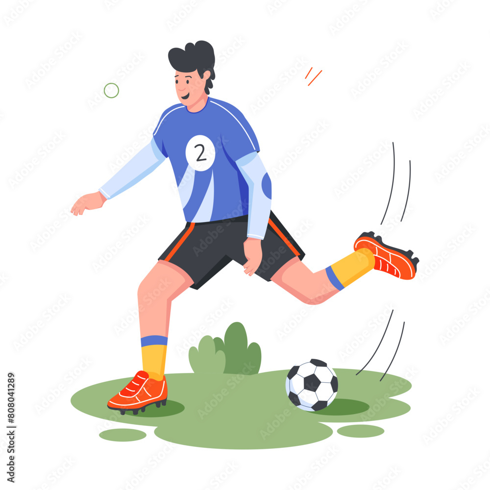 Football Athletes Flat Illustrations 
