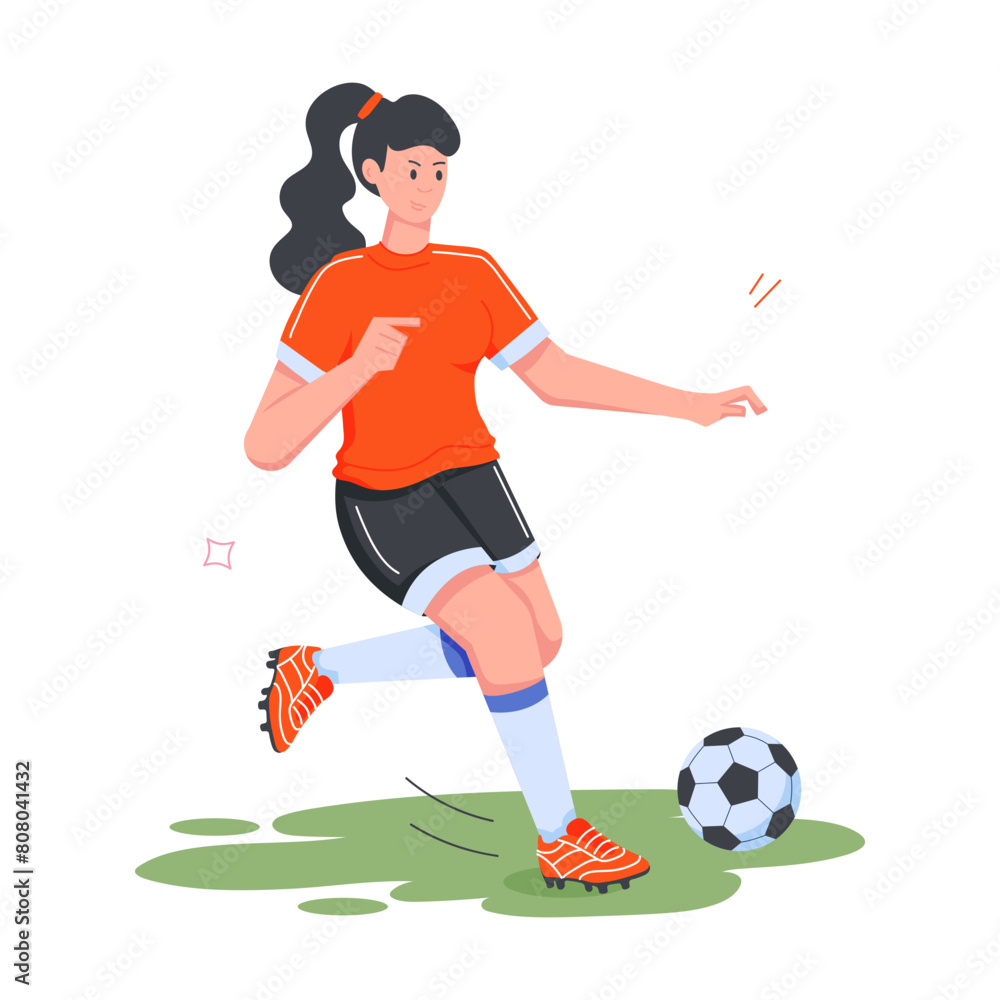 Soccer Players Flat Illustrations