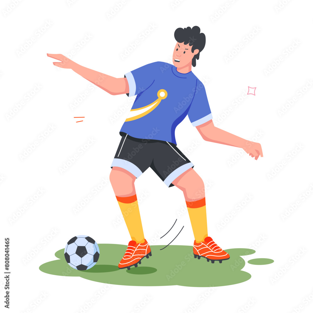 Soccer Players Flat Illustrations