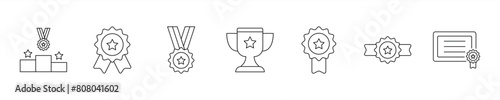 set of achievement icon. award, trophy, medal, winner icon. vector illustration