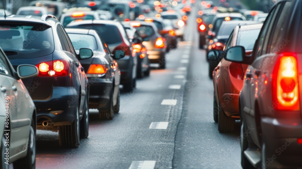 A traffic jam on a busy highway, illustrating congestion and commuting woes