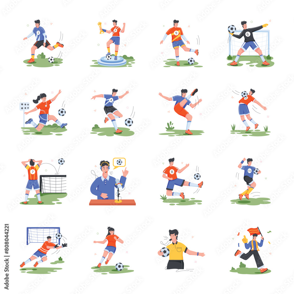 Fototapeta premium Football Sport Flat Illustrations 