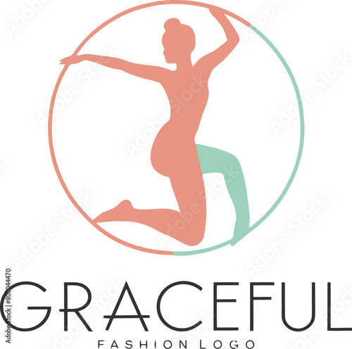 Minimalist emblem logo design for a fashion brand named 'Graceful'
