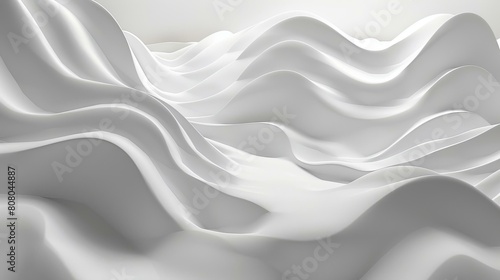 White 3D rendering of a wavy terrain
