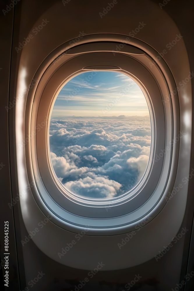 Fototapeta premium Skybound Perspective: View from Inside the Aircraft Window