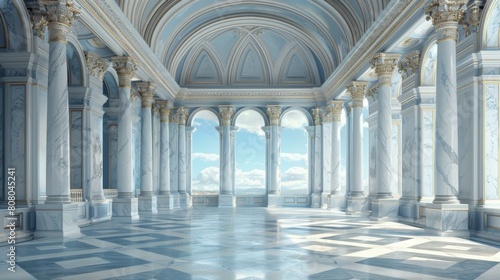 ornate blue and white marble hall