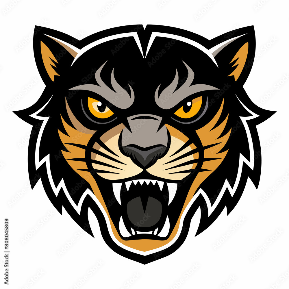 Fierce Black Jaguar logo Mascot Clipart illustration