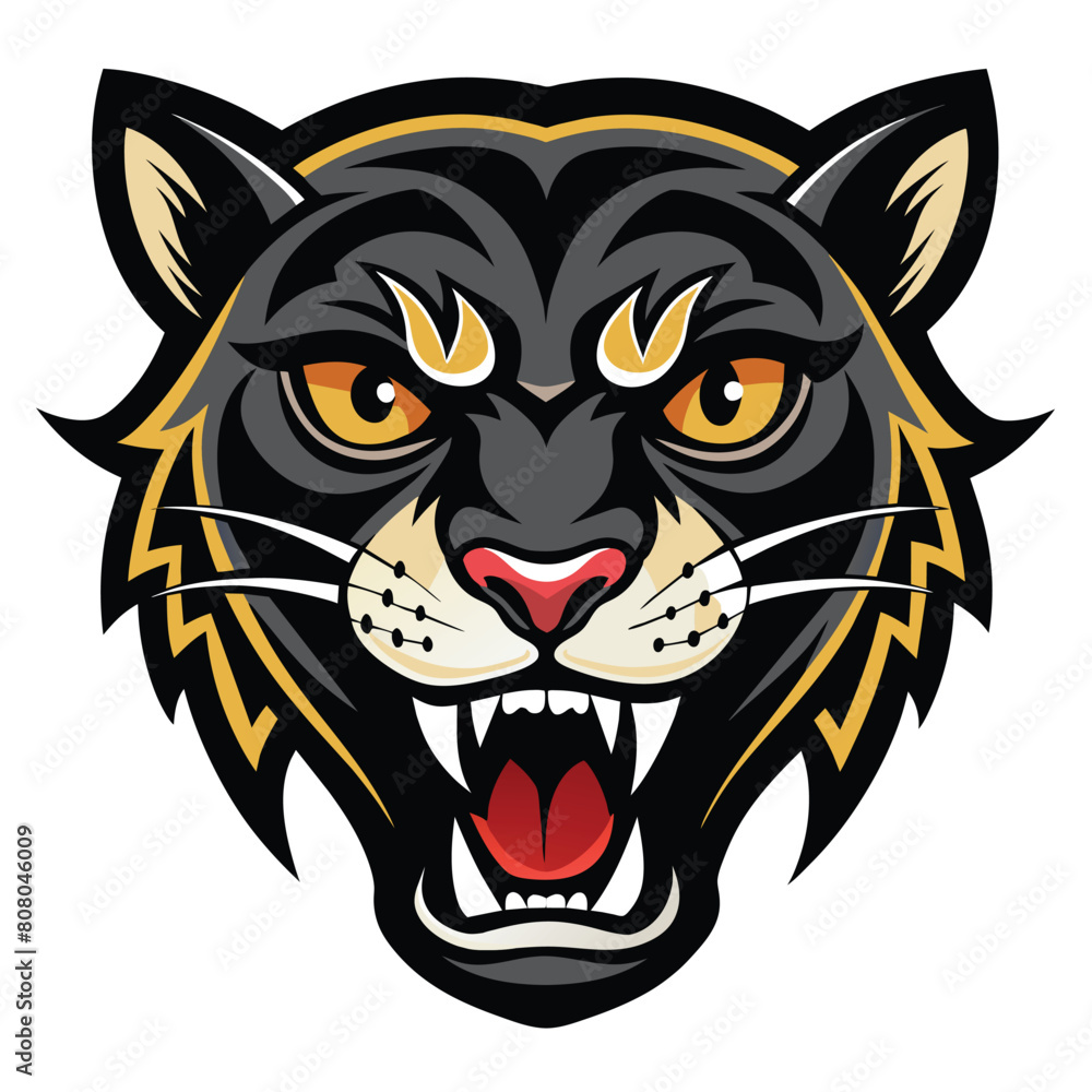 Fototapeta premium Fierce Black Jaguar logo Mascot Clipart illustration