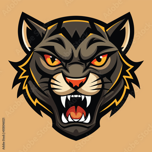 Fierce Black Jaguar logo Mascot Clipart illustration