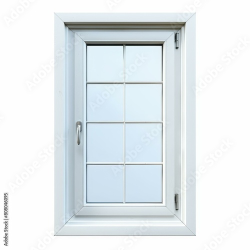 White plastic window frame with glass panes
