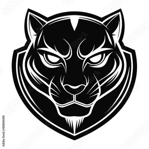 Fierce Black Jaguar logo Mascot Clipart illustration