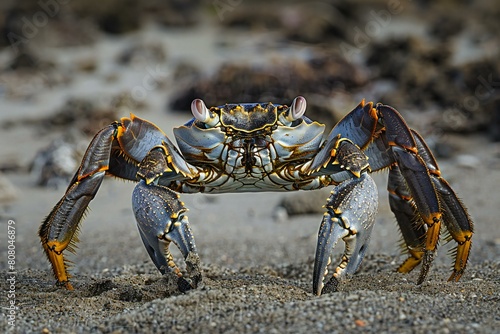 Close-up of a crab on a beach in the Galapagos Islands