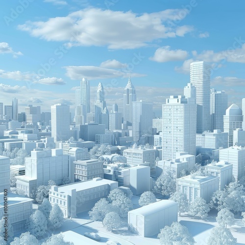 3D rendering of a white city