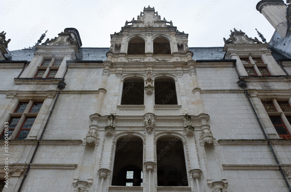 Renaissance castle of  Azay-Le-Rideau, France. Built in the 16th century and enlarged in the 19th century. Renaissance style.