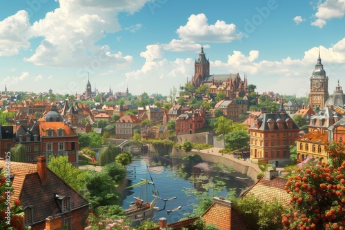 A beautiful European city with a river running through it