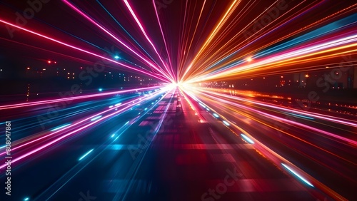 Trails of Light in Motion: Abstract Laser Beams on Dark Background. Concept Laser Beams, Light Trails, Abstract Photography, Dark Background, Motion Capture