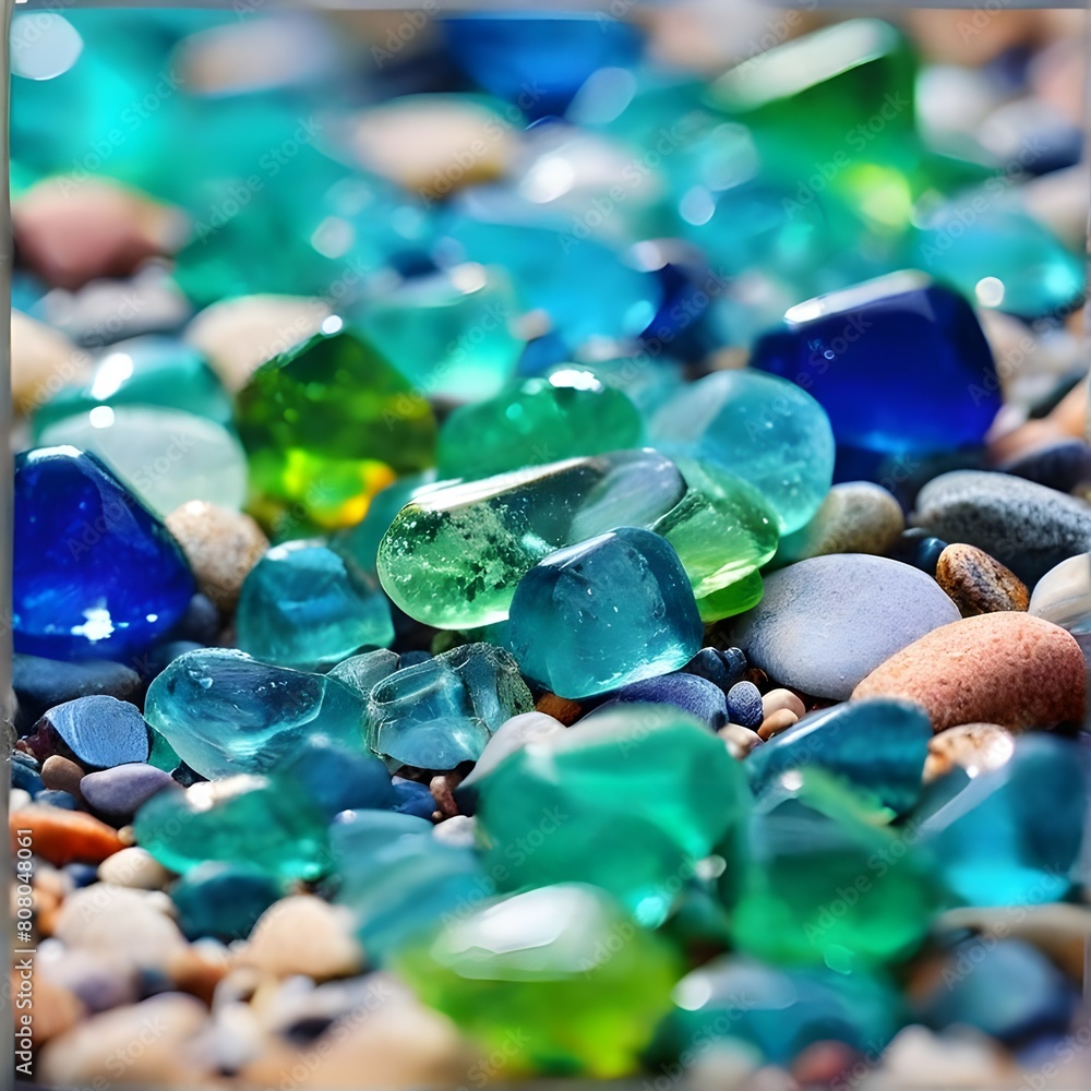 Glass Bay in Vladivostok Sea-polished colored glass on the beach green blue brown and many light colours Glass Bay in Vladivostok Sea-polished colored glass on the beach green blue brown and many light colours