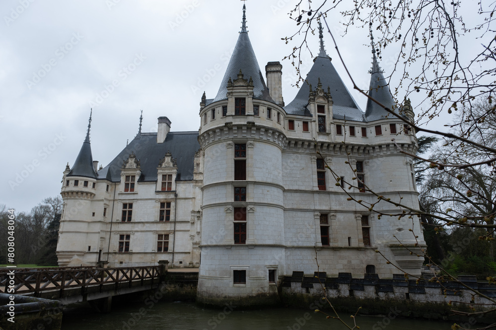 Fototapeta premium Renaissance castle of Azay-Le-Rideau, France. Built in the 16th century and enlarged in the 19th century. Renaissance style.