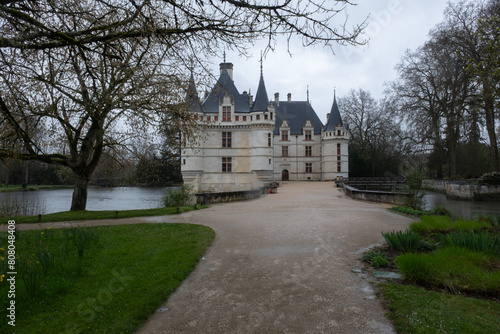 Renaissance castle of  Azay-Le-Rideau, France. Built in the 16th century and enlarged in the 19th century. Renaissance style.