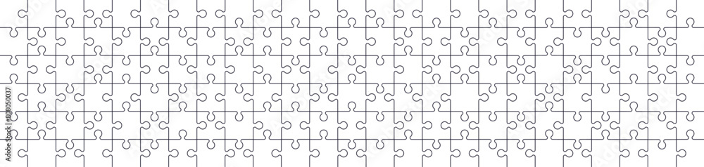Jigsaw puzzle template pieces, pattern for game backgrounds. Flat vector illustration isolated on white background. Jigsaw puzzle template pieces, pattern for game backgrounds. Flat vector illustration isolated on white background.