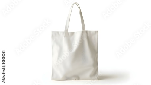 White Cotton Eco Tote Bag Mockup on Isolated White Background. Concept Mockup, Eco-friendly, Tote Bag, White, Cotton, Isolated Background