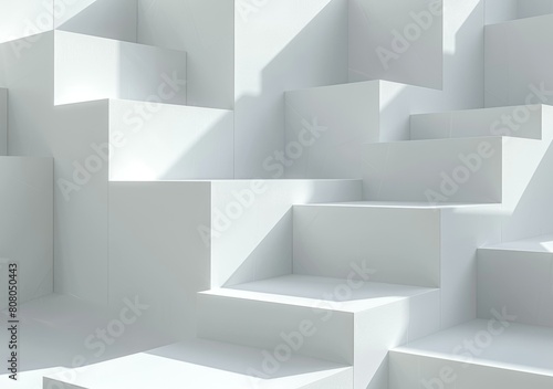 3D rendering of a geometric pattern of white cubes