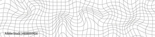 Abstract 3D wireframe mesh grid with a wave pattern. Flat vector illustration isolated on white background.