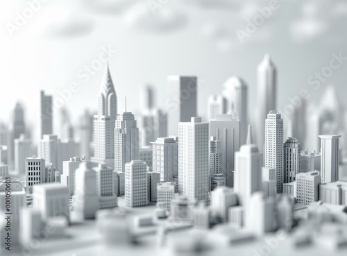 grayscale miniature city model